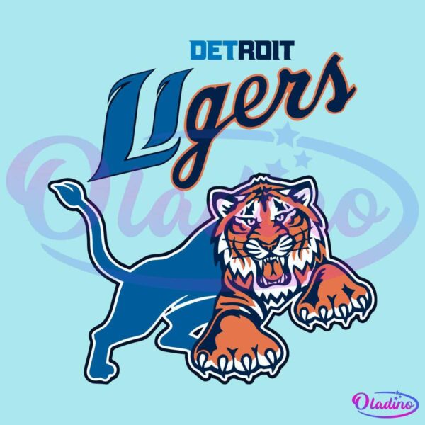 Detroit Lions Tigers Half Logo Parody SVG