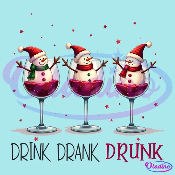 Drink Drank Drunk Funny Christmas Snowman Wine Glass Png