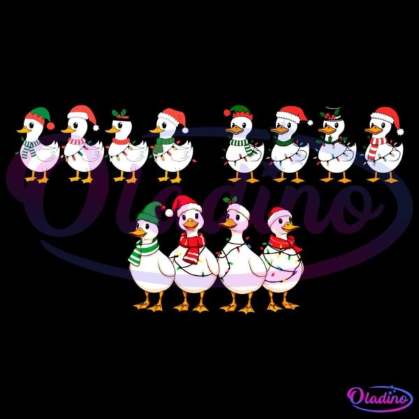 Funny Christmas Gooses Merry Duckmas Christmas Light SVG Bundle