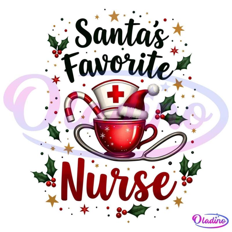 Funny Christmas Santas Favorite Nurse PNG Sublimation Design Download