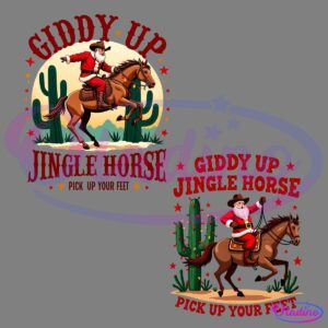 Giddy Up Jingle Horse Pick Up Your Feet Funny Western Christmas PNG