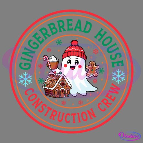 Gingerbread House Construction Crew Cute Ghost SVG