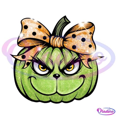 Glitter Coquette Bow Polka Dot Grinch Pumpkin Head SVG