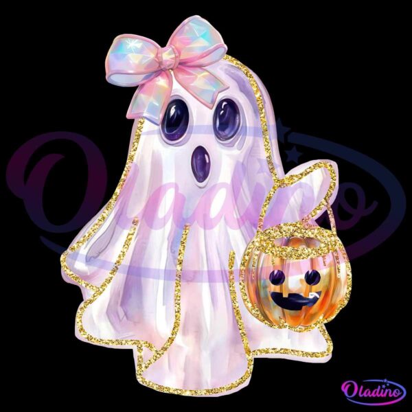 Glitter Halloween Ghost Trick Or Treat Spooky Season PNG