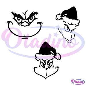 Grinch Face Art SVG Bundle Silhouette