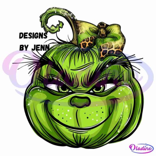 Grinch Face Pumpkin Leopard PNG Sublimation