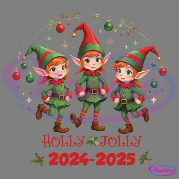 Holly Jolly Christmas Cute Elf 2024 205 PNG