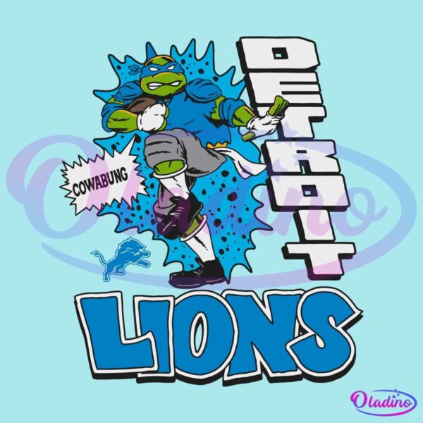 Leonardo Ninja Turtles Detroit Lions Football Logo SVG