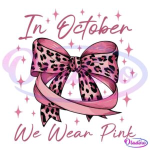 Illustration of a pink leopard-print bow surrounded by pink stars against a black background. The bow features intricate detailing, with a ribbon cascading below it. The image conveys a whimsical and fashionable theme.