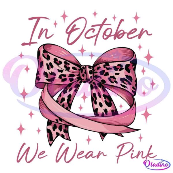 Illustration of a pink leopard-print bow surrounded by pink stars against a black background. The bow features intricate detailing, with a ribbon cascading below it. The image conveys a whimsical and fashionable theme.