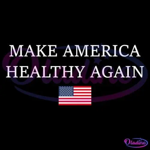 Text reading "MAKE AMERICA HEALTHY AGAIN" in large white letters on a black background, with a small American flag below the text.