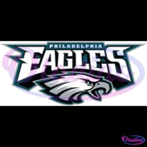 A collection of Philadelphia Eagles logos in different styles. There are various depictions of eagles, text-based logos with "EAGLES," and a Philadelphia Eagles cheerleader emblem. Also included is an eagle head on a football helmet and a stylized "E.