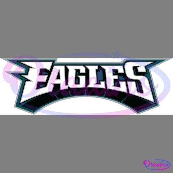 A collection of Philadelphia Eagles logos in different styles. There are various depictions of eagles, text-based logos with "EAGLES," and a Philadelphia Eagles cheerleader emblem. Also included is an eagle head on a football helmet and a stylized "E.