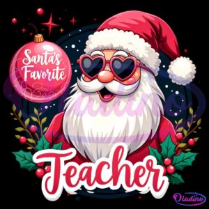 Retro Christ Santas Favorite Teacher PNG