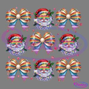 Retro Christmas Glitter Rainbow Coquette Santa Claus Sunglasses PNG