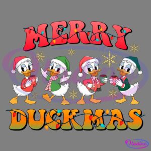 Retro Groovy Merry Duckmas Christmas Light Svg