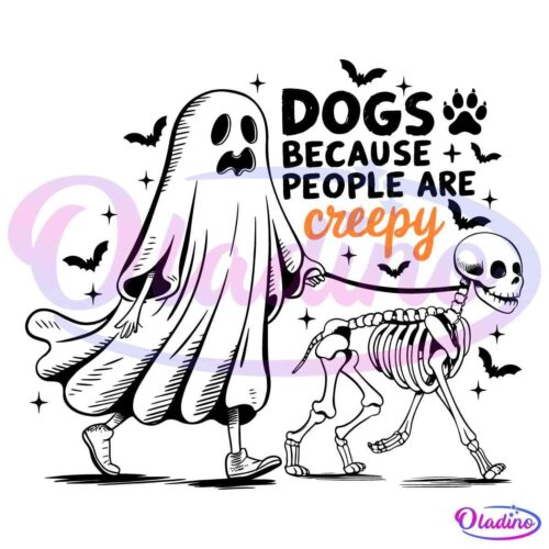 Retro Halloween Ghost Dogs Because People Are Creepy SVG