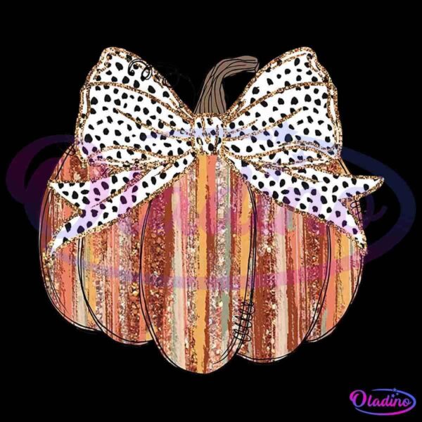 Retro Vintage Colorful Coquette Gold Glitter Fall Pumpkin PNG