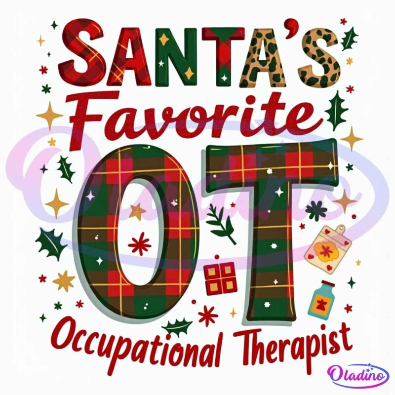 Santas Favorite OT Occupational Therapist Wrapping Paper PNG Sublimation