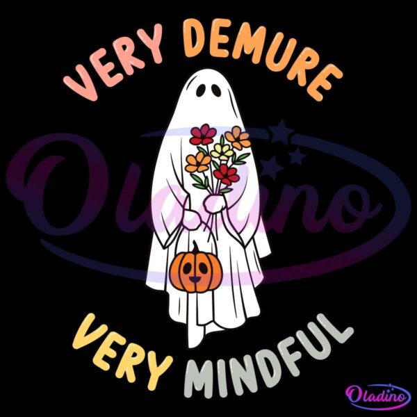 Very Demure Very Cutesy Halloween Floral Cute Ghost SVG