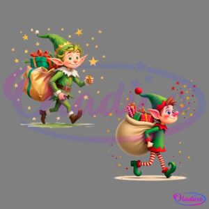 Young Elf Gift Bag Funny Christmas Elf Matching Family PNG