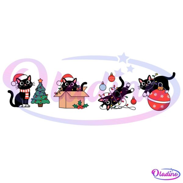 Black Cat Merry Christmas SVG