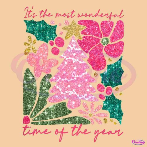 Boho Pink Glitter Christmas It The Most Wonderful Times PNG