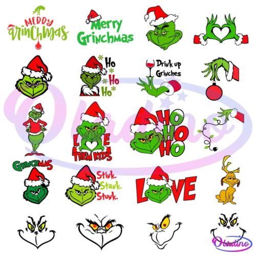 Christmas Grinch Head Funny Grinchmas SVG Bundle