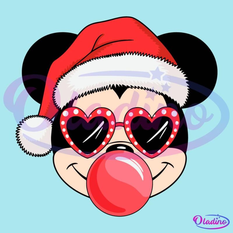 Christmas Mickey Mouse Santa Hat Blowing Bubble SVG