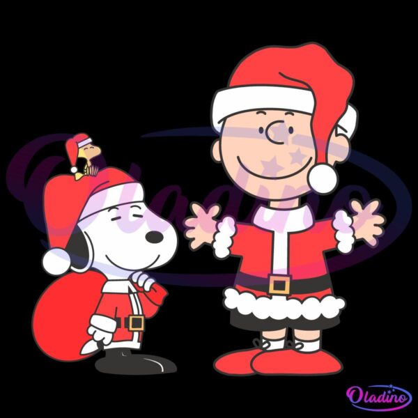 Christmas Peanuts Charlie Brown Snoopy And Woodstock Santa Hat SVG