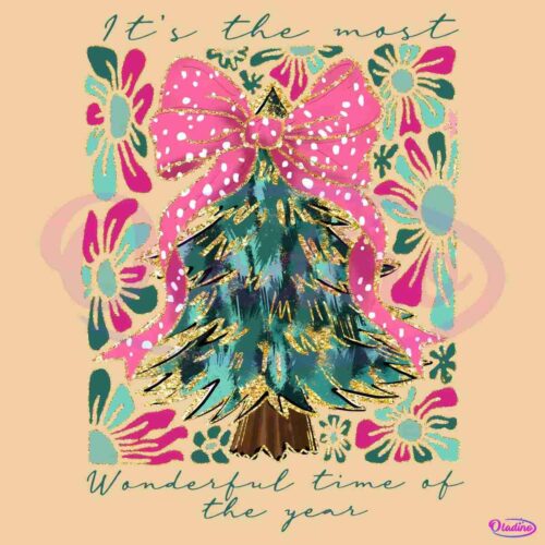 Colorful Glitter Coquette Christmas Tree PNG