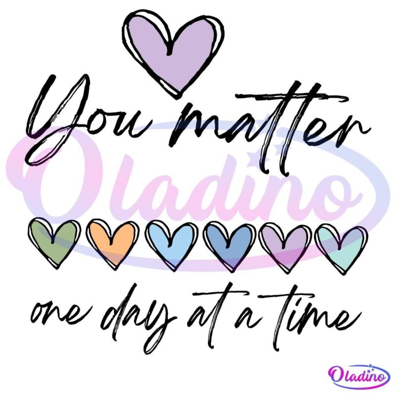 Colorful Heart One Day At A Time SVG