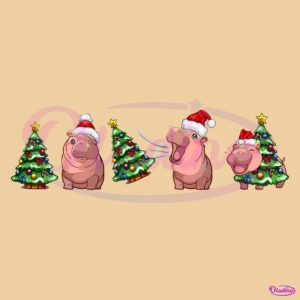 Comfort Colors Moo Deng Santa Hat Christmas Tree Funny Memes PNG