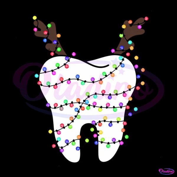 Cute Teeth Dentist Christmas Light Reindeer Antlers PNG