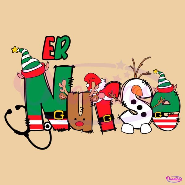 ER Nurse Christmas Elf Santa Hat SVG