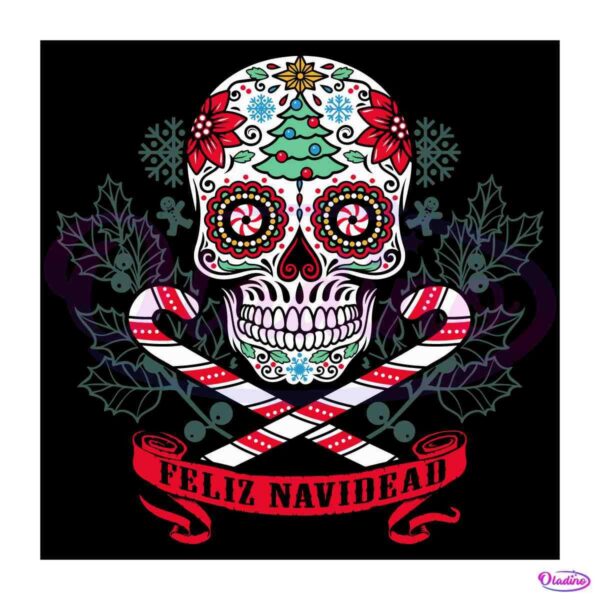 Feliz Navidead Sugar Skull Christmas SVG