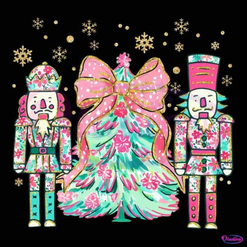 Floral Glitter Coquette Christmas Tree Nutcracker PNG