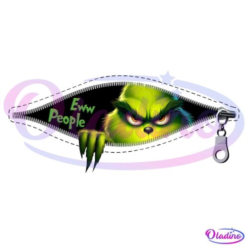 Funny Christmas Ew People Grinch Zipper PNG