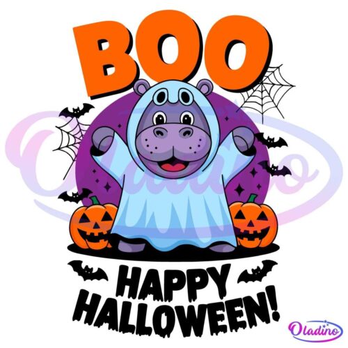 Funny Cute Moo Deng Halloween Boo SVG