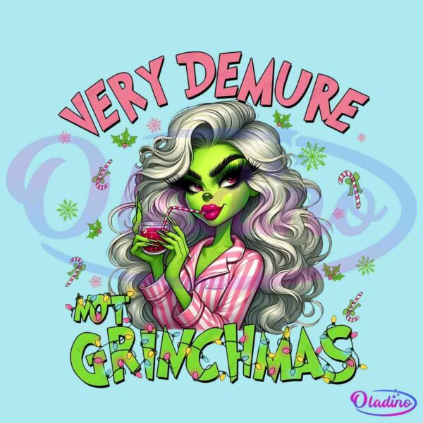 Girly Very Demure Not Grinchmas Christmas Light PNG