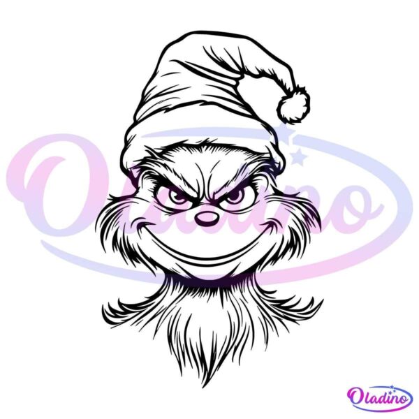 Grinch Face Outline Merry Grinchmas SVG