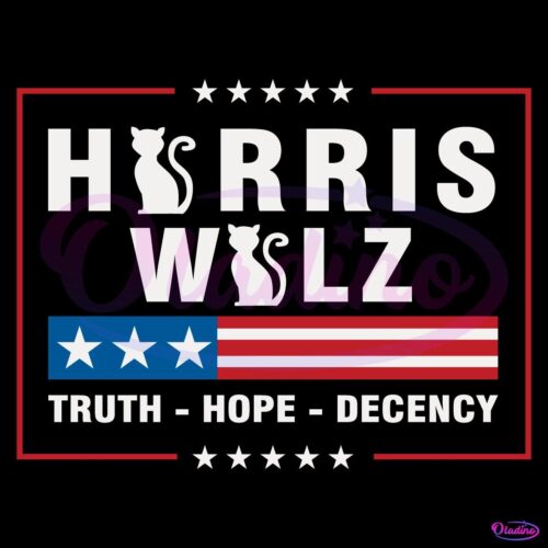 Harris Walz Truth Hope Decency Lady Cat SVG