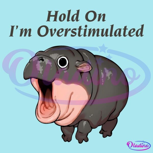 Hold On Im Overstimulated Funny Moo Deng PNG