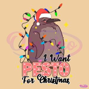 I Want Pesto In My Christmas Penguin Santa Hat Christmas Light SVG