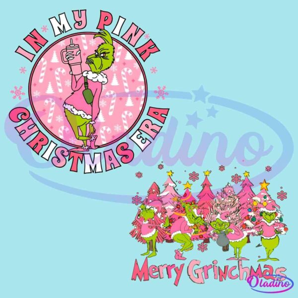 In My Pink Christmas Era Merry Grinchmas PNG