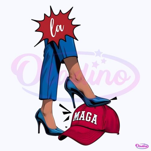 Kamala Harris With High Heels Stepping On Red Hat Madam President 2024 PNG