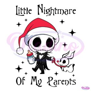 Little Nightmare Of My Parents Jack Skellington Santa Hat PNG