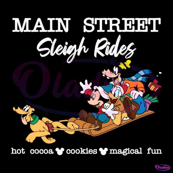 Main Street Sleigh Rides Disney Christmas Mickey And Friend SVG