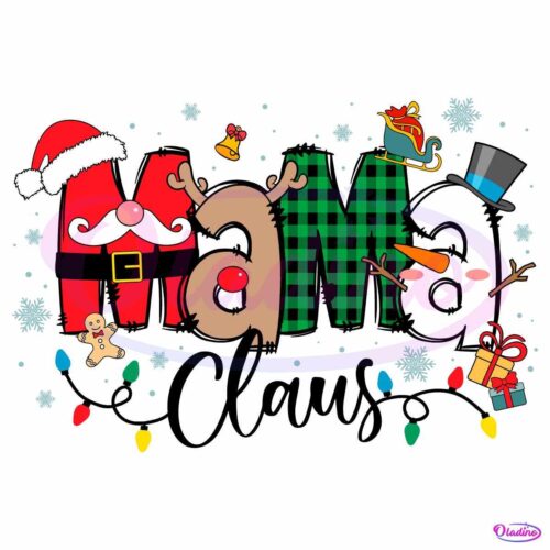 Mama Claus Christmas Pattern Santa Hat SVG