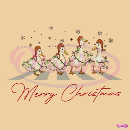 Merry Christmas Ducks Cross The Road Santa Hat Christmas Light PNG